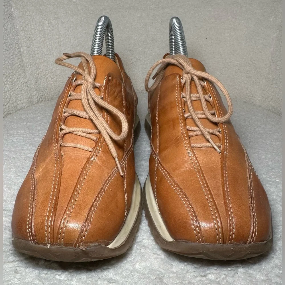 Antica Cuoieria Italian leather sneakers brown tan retro‎ style low profile 6.5 - Picture 5 of 10